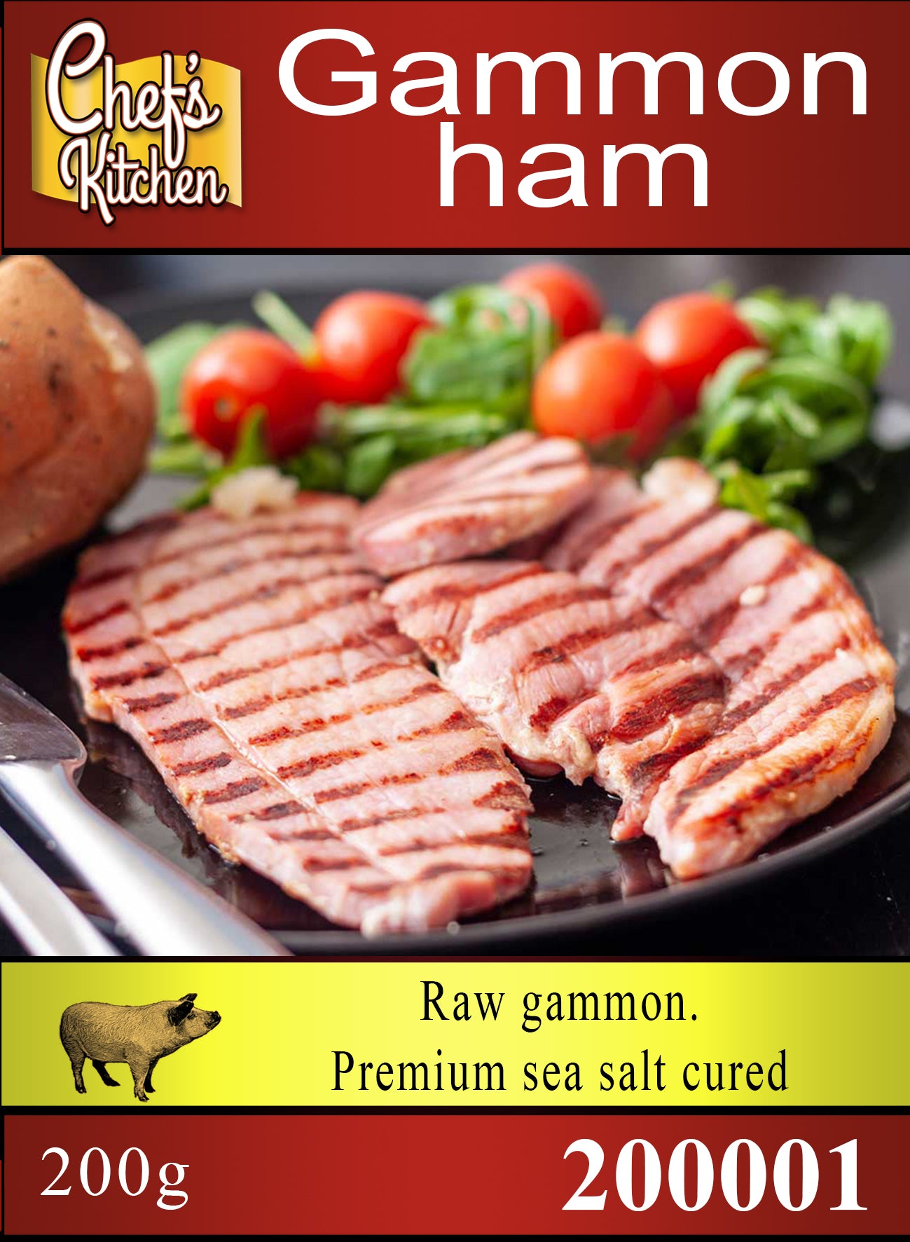 Gammon ham (uncooked cured thick sliced leg of ham) Approx 250-280g