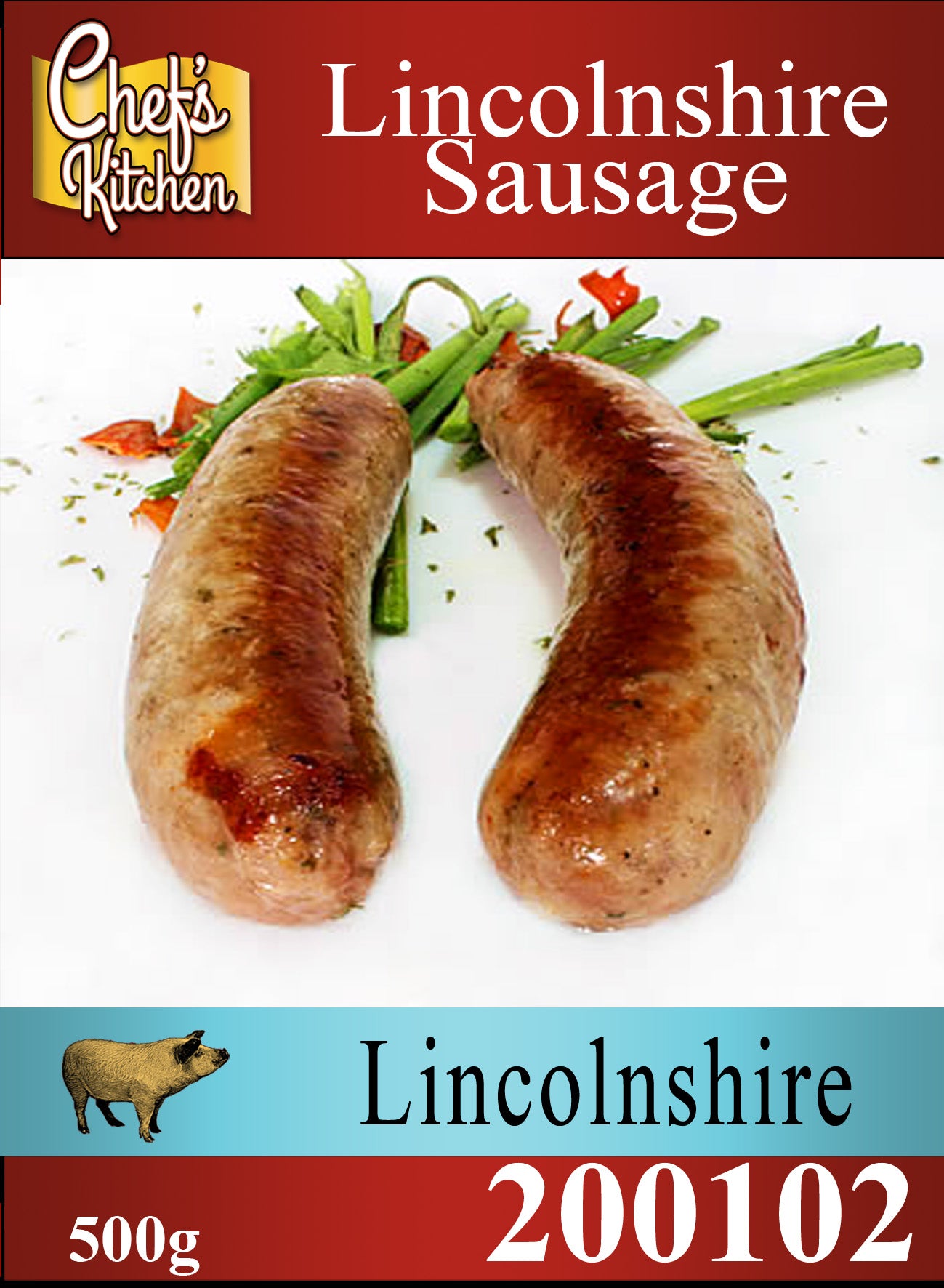 Lincolnshire Sausage – Pork (5 links per 500g) ไส้กรอกหมูใบเสจ