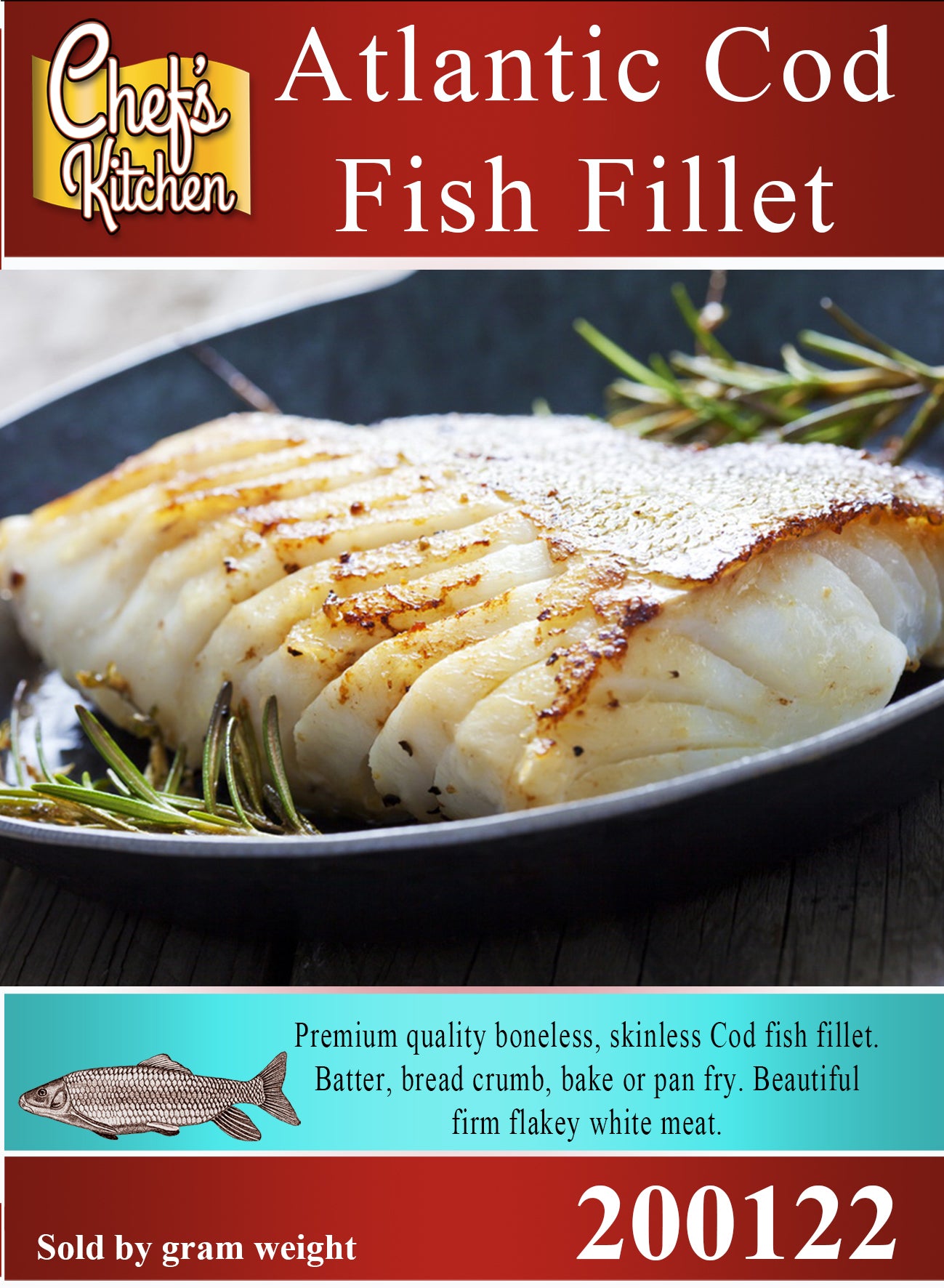 Atlantic Cod fish fillet (Raw uncooked) - Approximate size 300g PREMIUM QUALITY