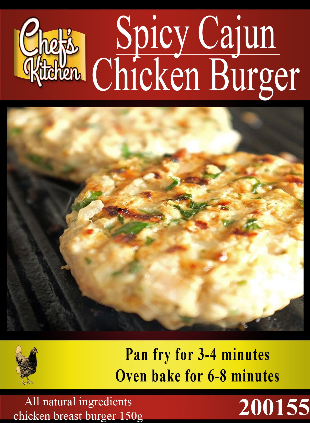 Spicy Cajun chicken burgers 150g x 2