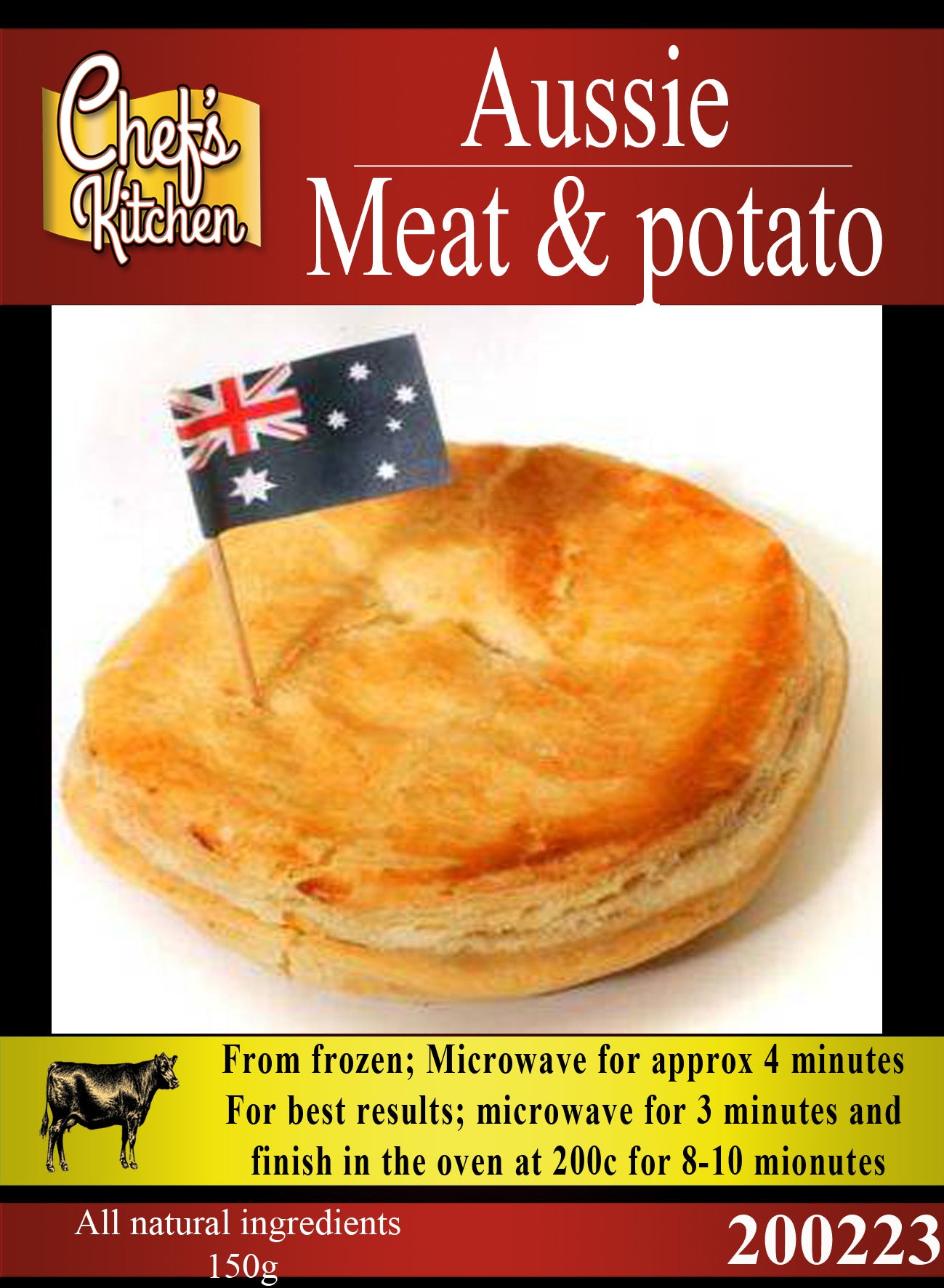 Aussie Pie - beef and potato puff pastry top - 5" 250g