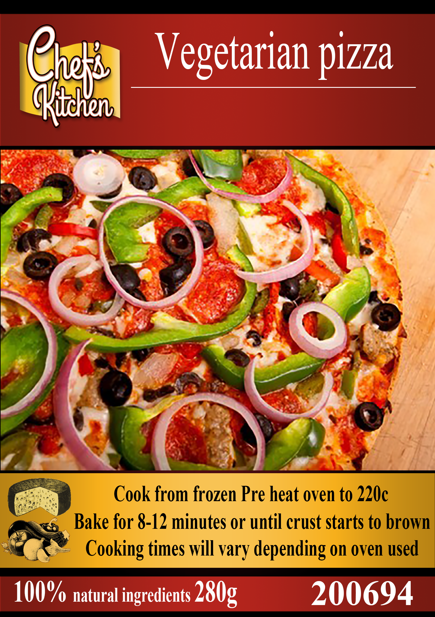 Vegetarian With Olives Pizza 320g