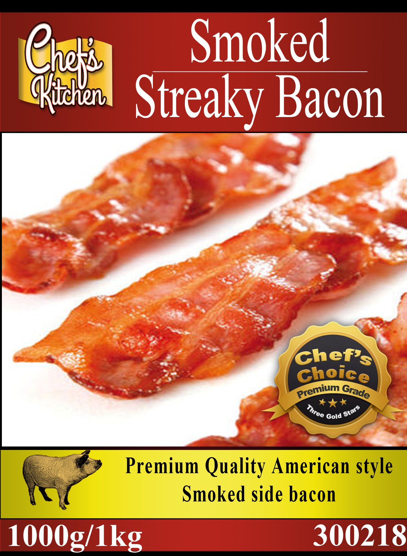 Smoked Streaky Bacon 1000g – เบคอนรมควัน