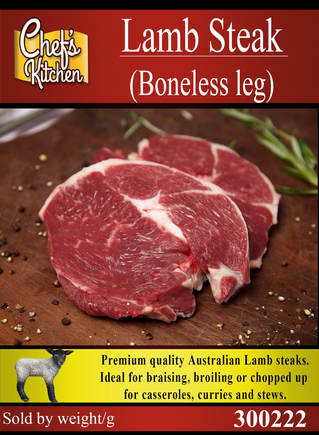 Lamb steak (Australian) Boneless leg (Approximately 300g)