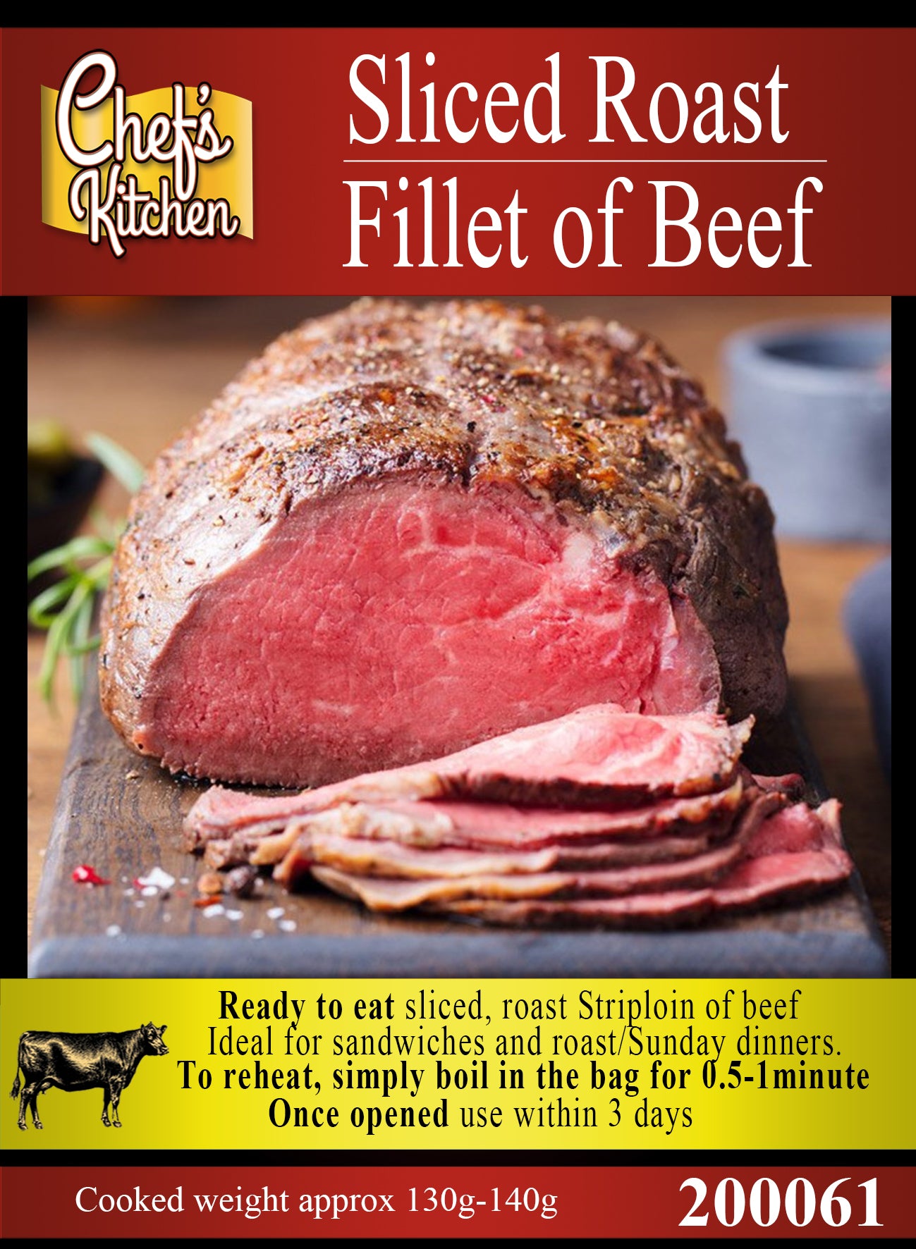 Sliced Roast Fillet of Beef 150g super tender