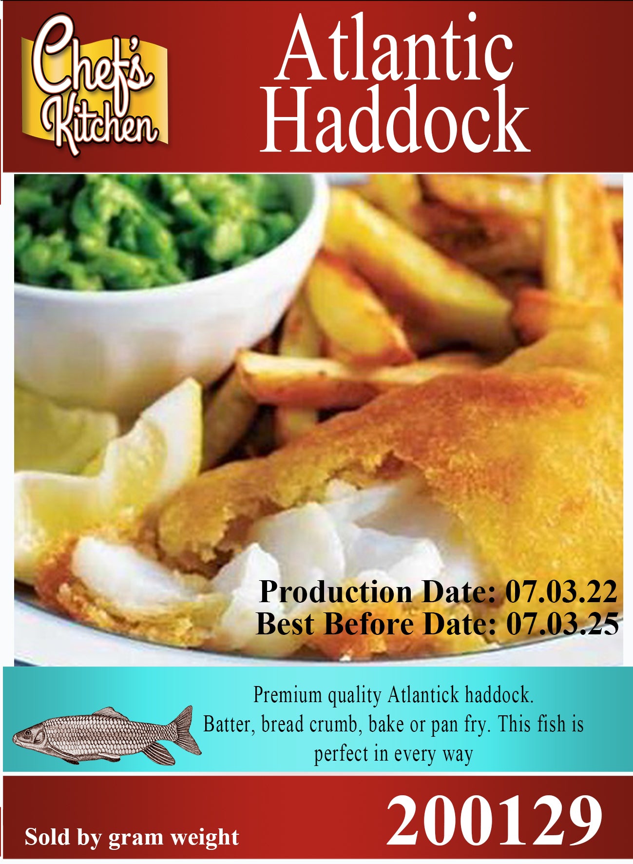 Atlantic Haddock fish (LARGE) 300g (Approximate size)
