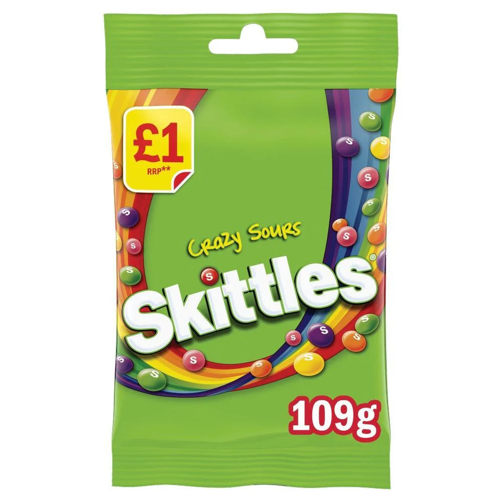 Skittles Crazy Sours Sweets Treat Bag 109g