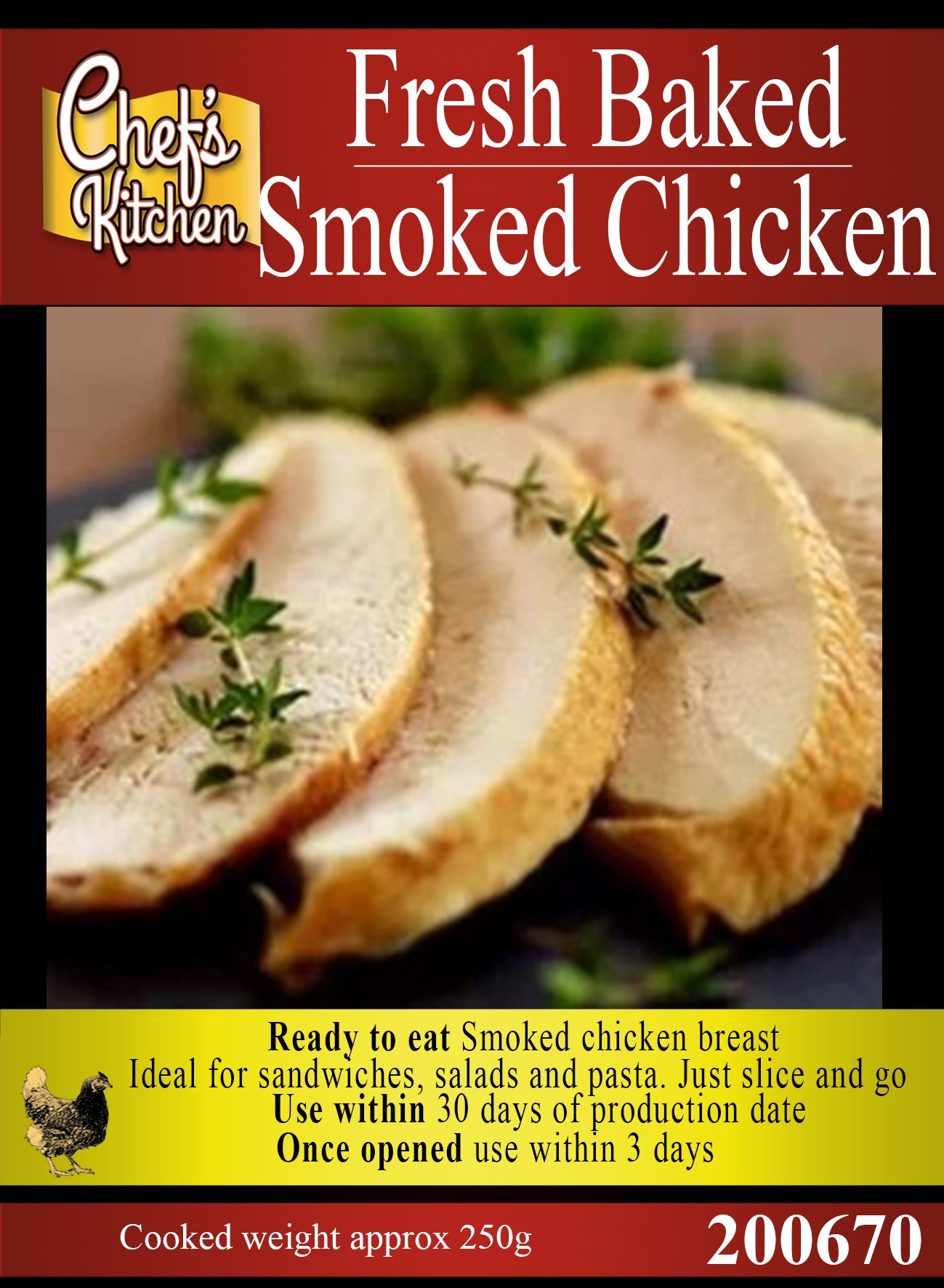 Smoked chicken breast 250g (pre cooked) boil in the bag